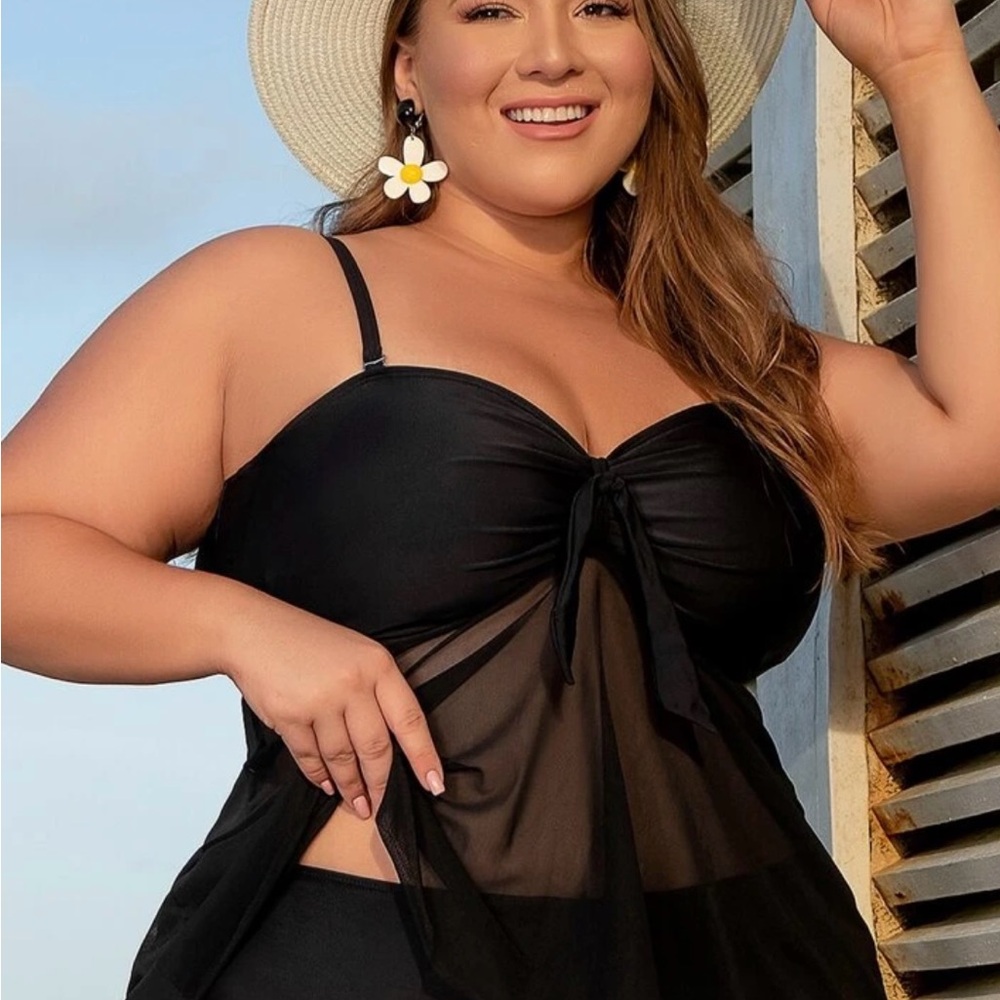 Tankini Top Sheer Black